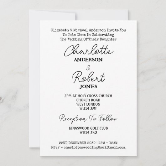 Elegante Script Mr. and Mrs. Foto Wedding Einladung (Vorderseite)