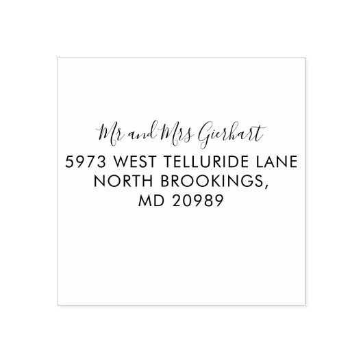 Elegante Script Mr. and Mrs. Name Rücksendeadresse Gummistempel (Prägung)