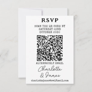 Elegante Script Mr. and Mrs. QR Code RSVP Card Karte