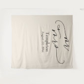 Elegante Script Mr. & Mrs. Cream Foto Hintergrund Wandteppich (Vorderseite (Horizontal))