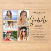 Elegante Script Multi Foto Abschlussfeier Acryleinladungen (Vorderseite)