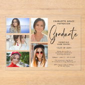 Elegante Script Multi Foto Graduation Party Acryleinladungen (Vorderseite)