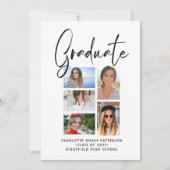 Elegante Script Multi Foto Graduation Party Einladung (Vorderseite)