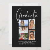 Elegante Script Multi Foto Graduation Party Einladung (Vorderseite)