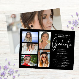 Elegante Script Multi Foto Graduation Party Einladung