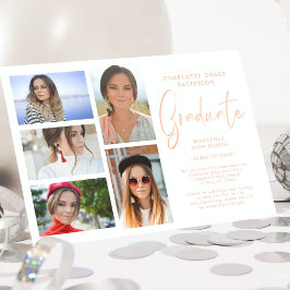 Elegante Script Multi Foto Graduation Party Einladung