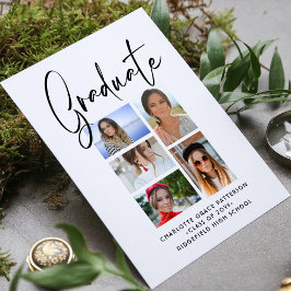 Elegante Script Multi Foto Graduation Party Einladung