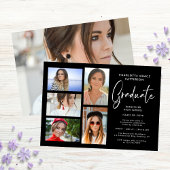 Elegante Script Multi Foto Graduation Party Einladung