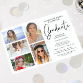 Elegante Script Multi Foto Graduation Party Einladung