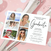Elegante Script Multi Foto Graduation Party Einladung
