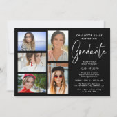Elegante Script Multi Foto Graduation Party Einladung (Vorderseite)