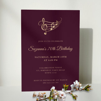 Elegante Script-Musiknoten Geburtstag Einladung