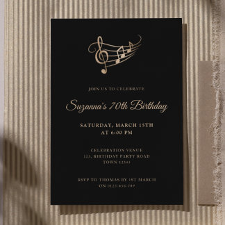 Elegante Script-Musiknoten Geburtstag Einladung