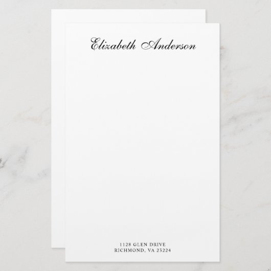 Elegante Script-Name-Adresse Briefpapier (Vorne/Hinten)