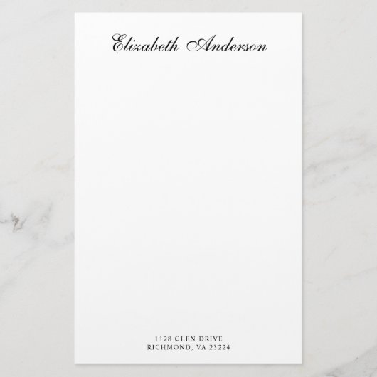 Elegante Script-Name-Adresse Briefpapier (Vorderseite)