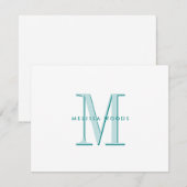 Elegante Script Name Aquamarin Monogram Flat Note Mitteilungskarte (Vorne/Hinten)