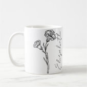 Elegante Script Name Carnation January Birth Blume Kaffeetasse (Links)