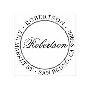 Elegante Script Name Formal Round-Rücksendeadresse Gummistempel