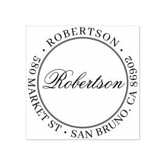 Elegante Script Name Formal Round-Rücksendeadresse Gummistempel