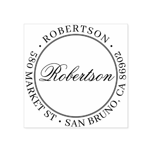 Elegante Script Name Formal Round-Rücksendeadresse Gummistempel (Prägung)