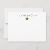 Elegante Script Name Honey Bee Note Card Mitteilungskarte (Vorderseite)