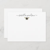 Elegante Script Name Honey Bee Note Card Mitteilungskarte (Vorne/Hinten)