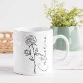 Elegante Script Name June Birth Month Blume Rose Kaffeetasse