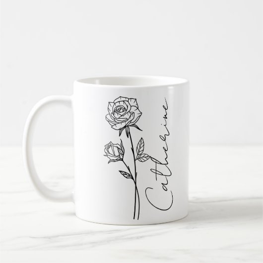 Elegante Script Name June Birth Month Blume Rose Kaffeetasse (Links)