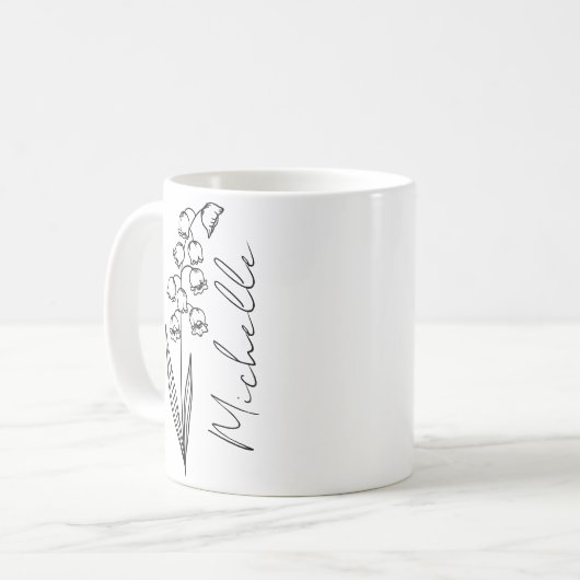 Elegante Script Name May Birth Month Blume Kaffeetasse (Vorderseite Links)