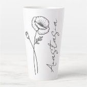 Elegante Script Name Poppy August Birth Blume Milchtasse (Vorderseite)