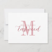 Elegante Script Name Red Monogram Flat Note Card Mitteilungskarte (Vorderseite)