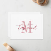 Elegante Script Name Red Monogram Flat Note Card Mitteilungskarte (Vorderseite/Rückseite Beispiel)