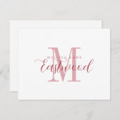 Elegante Script Name Red Monogram Flat Note Card Mitteilungskarte (Vorne/Hinten)