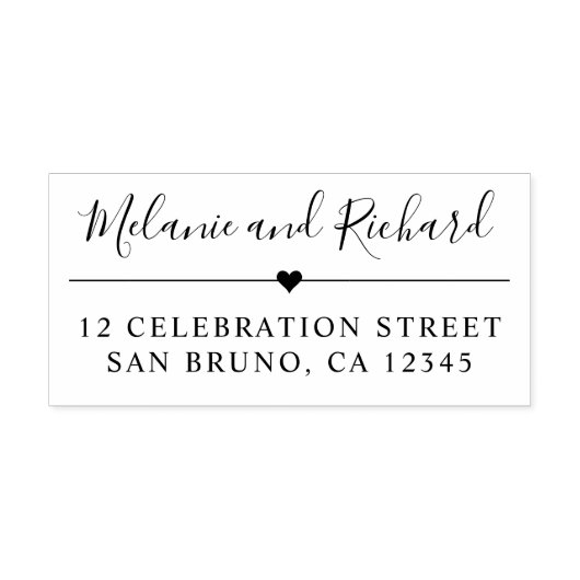 Elegante Script Names & Modern Heart Rücksendeadre Gummistempel (Prägung)