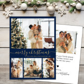 Elegante Script Navy 4 Foto Collage Weihnachten