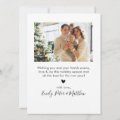 Elegante Script Navy 4 Foto Collage Weihnachten (Rückseite)