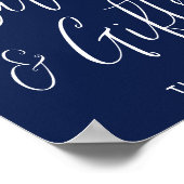 Elegante Script Navy Abschluss Cards und Geschenke Poster (Ecke)