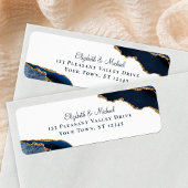 Elegante Script Navy Agate Hochzeit Rücksendeadres
