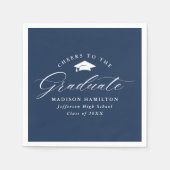 Elegante Script Navy bejubelt den Graduate Serviette (Vorderseite)