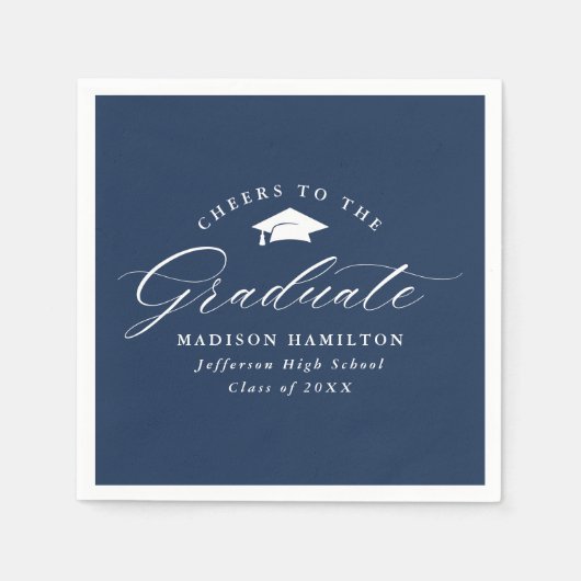 Elegante Script Navy bejubelt den Graduate Serviette (Vorderseite)