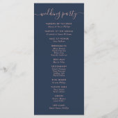 Elegante Script Navy Blue and Blush Wedding Programm (Rückseite)