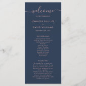 Elegante Script Navy Blue and Blush Wedding Programm (Vorderseite)
