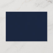 Elegante Script Navy Blue Gold White RSVP Karte (Rückseite)