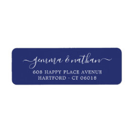 Elegante Script Navy Blue Wedding Rücksendeadresse