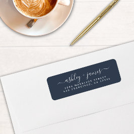 Elegante Script Navy Blue Wedding Rücksendeadresse