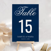 Elegante Script Navy Blue Wedding Tischnummer