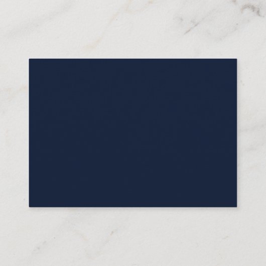 Elegante Script Navy Blue White RSVP Karte (Rückseite)