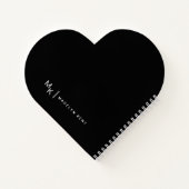Elegante Script Notes & Musings Heart Black Notizblock (Rückseite)