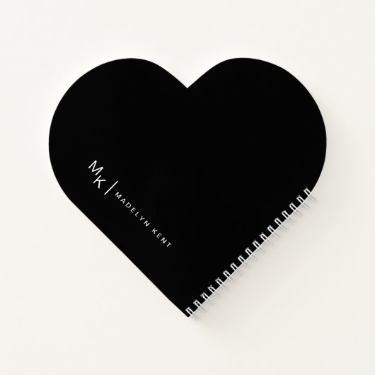 Elegante Script Notes & Musings Heart Black Notizblock (Rückseite)
