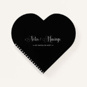 Elegante Script Notes & Musings Heart Black Notizblock (Vorderseite)